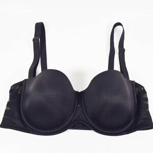 Lisca 20152 Black Satin Alegra Non Padded Underwire Balconette Bra Sz 36D